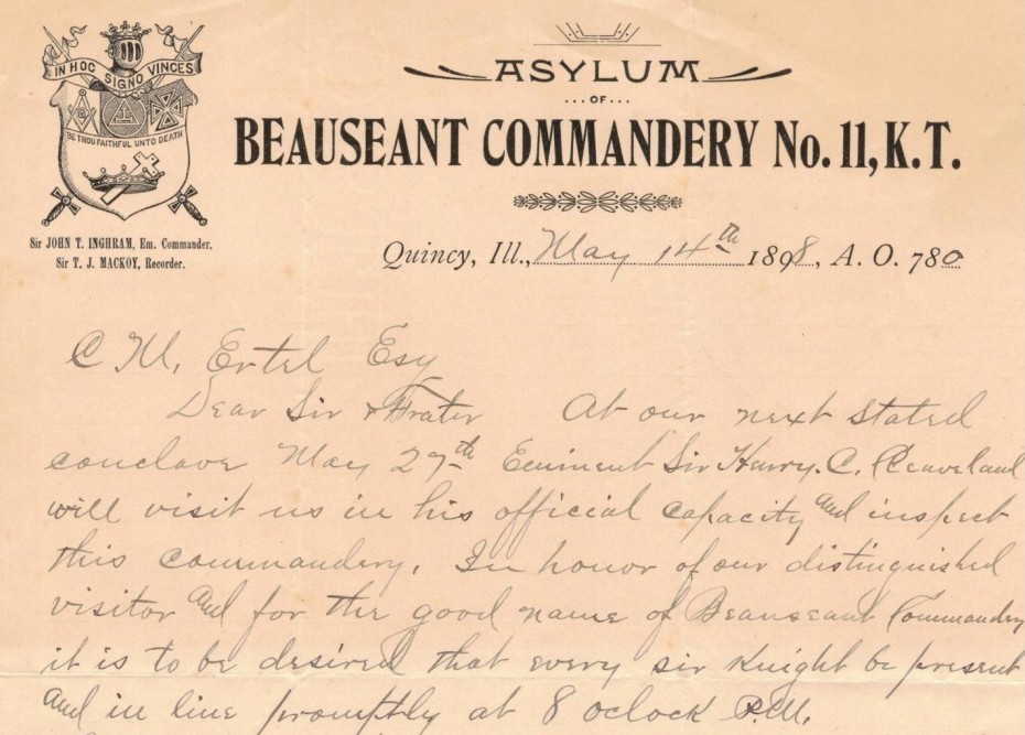 History of Beauseant Commandery No. 11, KT (Quincy, Illinois)