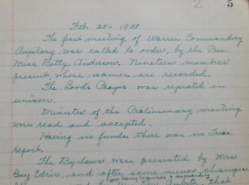 Activities of the Ladies Auxiliary of Warren Commandery No. 63, Knights Templar (Warren, Pennsylvania): Results of the First Decade (1938–1949)