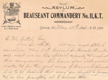 Cherkas, Alexander C. (2025). History of Beauseant Commandery No. 11, KT (Quincy, Illinois).  Recorder. 2025. 1(2-1): 98-168.